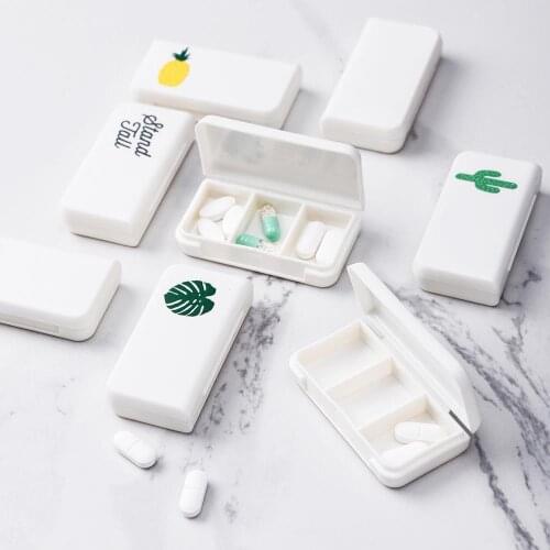 Cute First Aid Pill Box Tablet Cactus Leaf Pill Case Dispenser Medicine Boxes Dispensing Medicine Kit Mini Organizer Case
