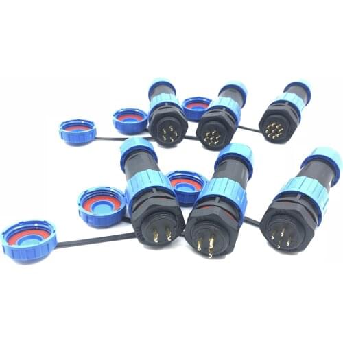 SP16 IP68 Waterproof Connector Male Plug & Female Socket 2 3 4 5 7 9 Pin SP16 Panel Mount Wire Cable Connector Aviation Plug