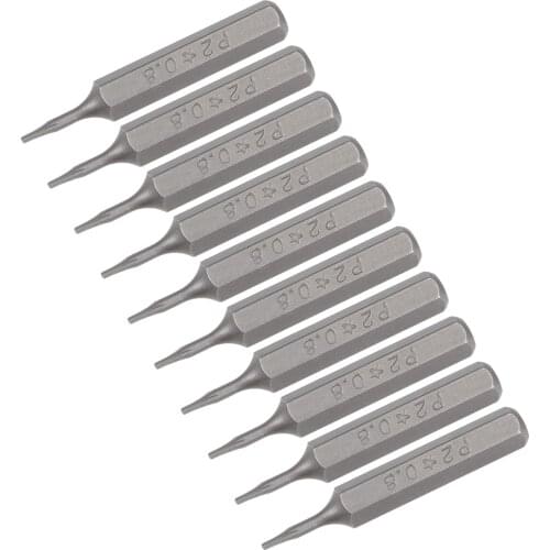 Uxcell Screwdriver Bits 10pcs 5/32 Inch Hex Shank Star-Shape P2/0.8mm Screwdriver Bit Set 28mm Length P2 Screw Driver Kit Tools