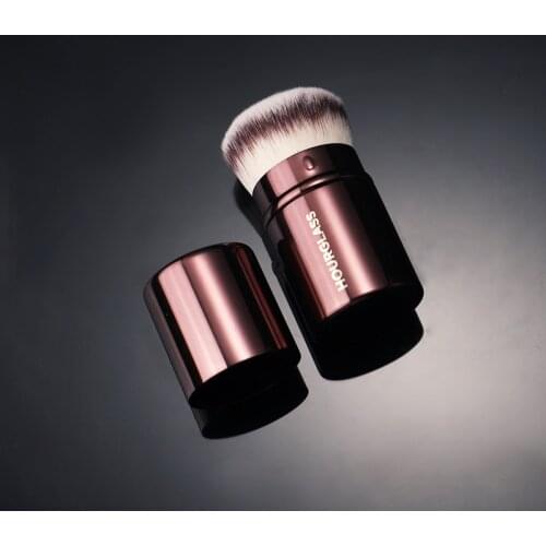 HG Retractable Kabuki Makeup Brush - Dense Synthetic Hair Short Travel-Sized Foundation Powder Contour Beauty Cosmetics Tools