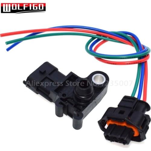 WOLFIGO Manifold Absolute Pressure MAP Sensor w/ or w/o Wiring Harness Pigtail Connector 12591290 2133842 For Chevrolet 55573248