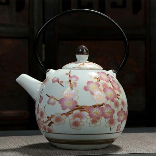 Japanese Large Capacity Ceramic Teapot Creative Blue and White Porcelain Retro Tea Pot Office Kung Fu Kettle Tea Set Drinkware