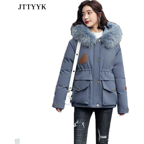 Plus size Clothes Women Winter Down Jacket Parka Wool Liner Warm Winter Fur Coat Women Short Coats Cropped Puffer Jacket Ladies