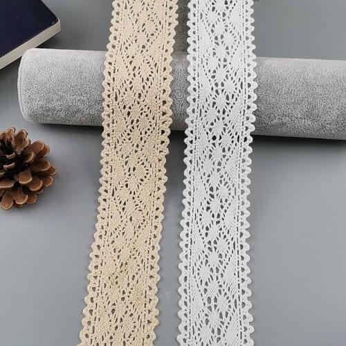 10 Yards Cotton Lace Trim DIY Craft Delicate Ribbon Scallop Edge for Gift Package Wrapping Craft Ribbon Tablecloth Decoration