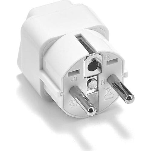 100pcs Universal EU Plug Adapter International AU UK Brazil Swiss US To EU European Travel Power Adapter Electrical Plug Socket