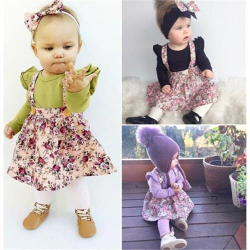 2018 Newborn Baby Girls Dress Kids Suspender Brace Sleeveless Dresses Birthday Party Tutu Overalls Cute Floral Bib Strap Dress