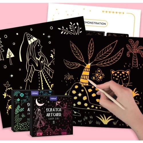 21.5x21.5 CM DIY Manual Scratch Art Card Colorful Handmade Animal Beautiful Girls Magic Scraping Painting Drawing Toys For Kids