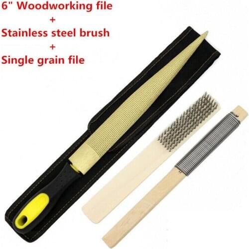 3PCS/set 6 inche Woodworking steel file steel brush Single grain file rasp W195
