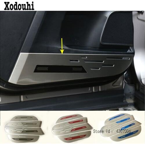 Car stainless steel front Inside Door Audio Speak Sound Cover Anti kick Mat part trim hoods 4pcs For toyota RAV4 2016 2017 2018