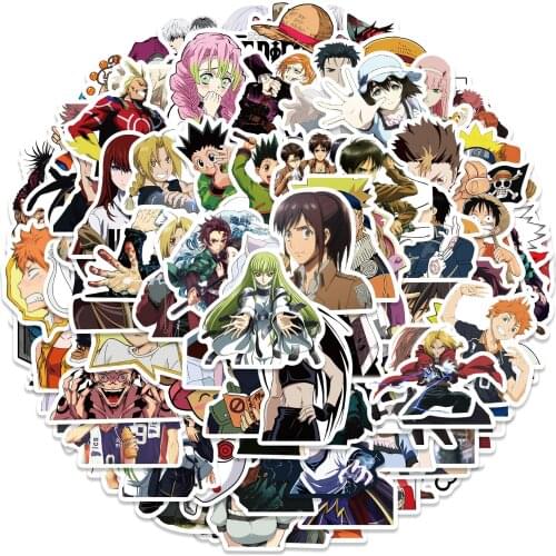 50/100 PCS Random Japanese Anime Mixed Stickers for Car Styling Bike Motorcycle Phone Skateboard Laptop Travel Luggage JDM Decal