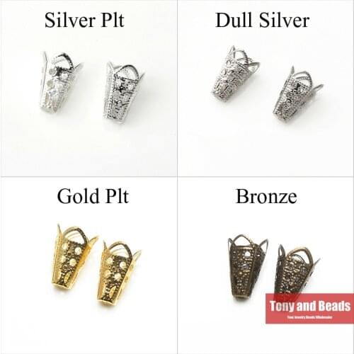 50Pcs=1Lot ! ) Jewelry Finding 10x16MM Four-leaves Hollow Bugle Bead Cap Gold Silvers Bronze Nickel Plated No.BC7