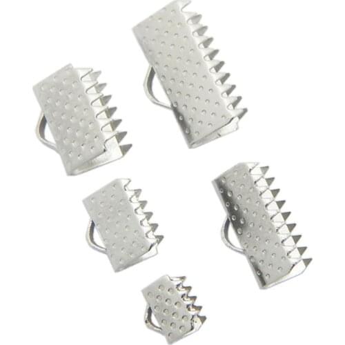 50pcs 6.5/10.5/13/25mm length Stainless Steel End Clasps Fastener Fitting Flat Leather Cord Necklace Connectors For Jewelry DIY