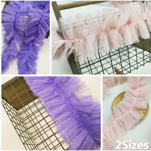 9-13CM Wide Beautiful 3d Fluffy Pleated Mesh Lace Fabric Dress Guipure Trim Applique Collar Ribbon Skirts Cloth Sewing Supplies