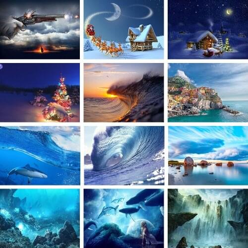 Diamond Embroidery Blue Landscape DIY 5D Diamond Painting Full Square/Round Diamond Mosaic Sea View Wave Picture Home Decor Gift