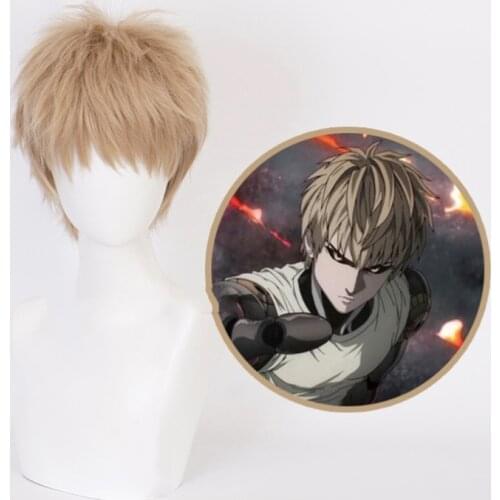 Anime One Punch Man Cosplay Wigs Genos Cosplay Heat Resistant Synthetic Wig Hair Halloween Party Demon Cyborg Cosplay Wig