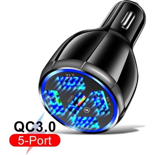 Multi Port USB Car Charger QC 3.0 Fast Charging For iPhone 12 11 Pro Max Huawei Xiaomi Mobile Phone Portable Car Charge Adapter