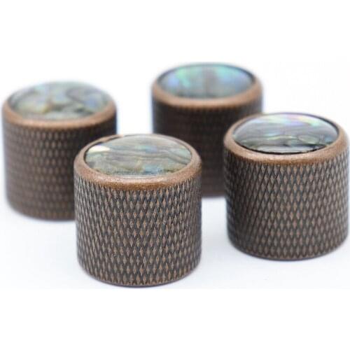 Free Shipping 2 Pcs Metal Guitar Knobs Abalone Top With Inlaid Shell Guitar Knobs For LP SG EPI Guitar Accessories