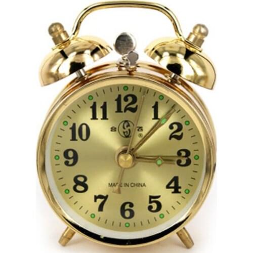 7cm Diameter Double Bell Alarm Clock for Bedroom, Retro Vintage Analog Alarm Clock Super Loud for Heavy Sleepers, Gold, Silver