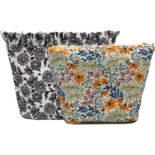 Floral Border Classic Mini Lining Colorful Print Inner Zipper Pocket For Obag insert waterproof coating O bag women bag