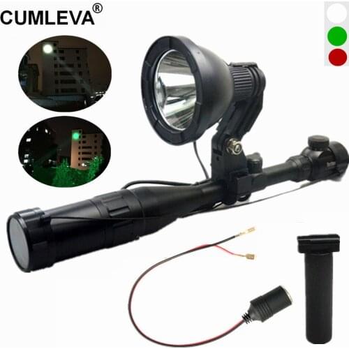 Lightweight CREE 10W LED White/Green/Red Scope Rifle Gun Mounted Spotlight 12V 125mm Weapon Mounted Light with Female Plug Handl