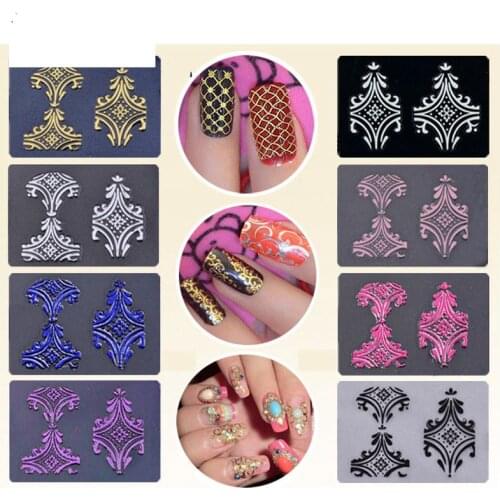 Hot 108pcs/sheet 8colors optional 3d Flowers Nail Art Stickers Adhesive Metallic UV Gel Polish Nail Tips Decals Decorations