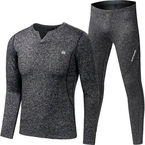 Motorcycle Jacket V-neck Long Johns Fleece Set Thermal Underwear Sets Autumn Winter Base Layer Warm Shirts & Tops Bottom Suit