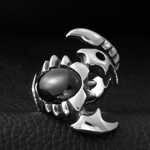 Fashion Stainless Steel Scorpion Ring for Men And Women Cool Black Red Blue CZ Stone Animal Ring Unique Punk Biker Jewelry