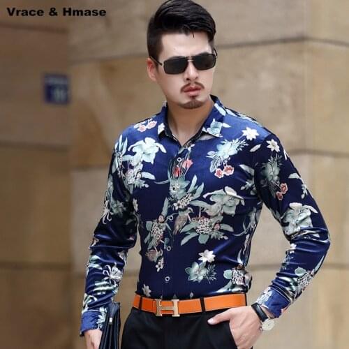 Personalized printing pleuche soft comfot quality long sleeve shirt Spring New arrival fashion casual boutique men shirt M-XXXL
