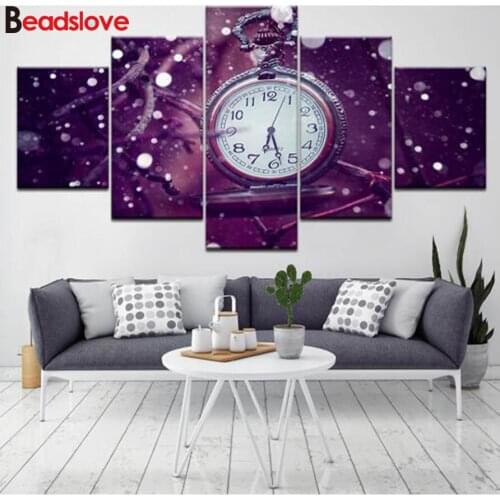 5 Pieces retro clock diamond embroidery 3d picture diamond painting cross stitch full square round drill,Home Decor