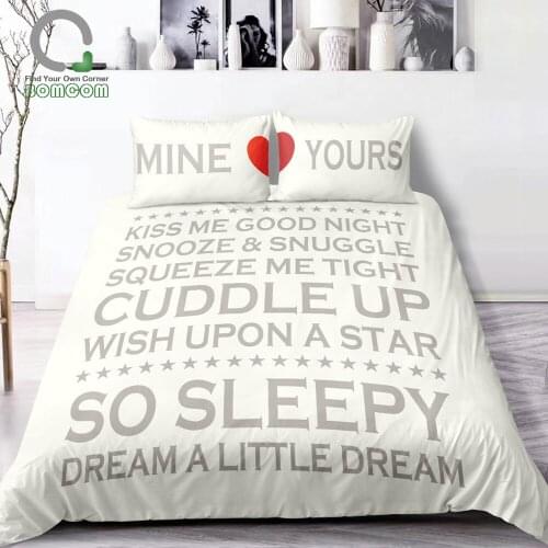 BOMCOM 3D Digital Printing It is All about Our Sleeping Dream Love Duvet Cover Sets 100% Microfiber Ivory