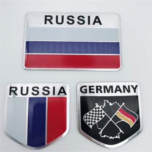 1Piece Russian Russia Germany German flag car sticker modification labeling aluminum nameplate body fender side emblem Decal
