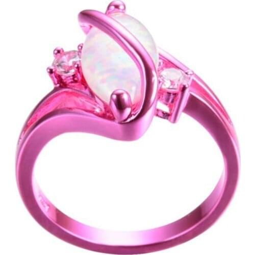 New Fashion Women Rings Pink Crystal Fine Jewelry Classic Wedding Engagement Bands Lady Birthday Gift For Girl Rings