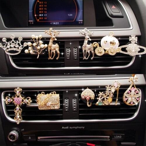 MR TEA Crystal Car Air Freshener Rhinestone High Heels Crown Air Vent Clip Perfume Sparkling Automobile Decor Car Fragrance