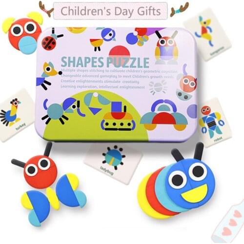 Jigsaw Puzzle Wooden Pattern Animals Jigsaw Puzzle Sorting Stacking Games Montessori Educational Toys For Toddlers Children Gift