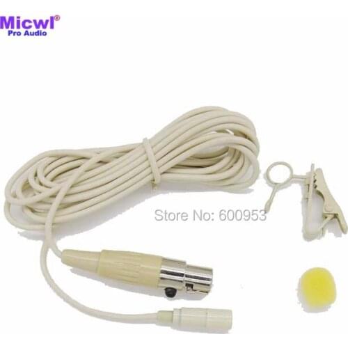 MICWL ME2 TA4F 4Pin Mini Tie Clip-On Lavalier Lapel Omnidirectional Microphone for Shure Wireless - Beige and Black