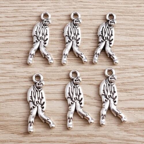 20pcs 12*26mm Alloy Zombie Charms for Necklaces Bracelets Silver Color Dead Corpse Charms Pendants Making DIY Jewelry Findings