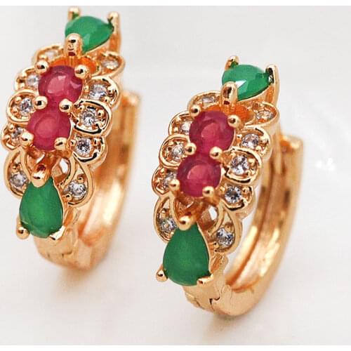 New Luxury Bohemian Earrings For Women Indian Jewelry Ethnic Style Hoop Earrings Color Mix Zircon Gold Circle Earrings OBS3336