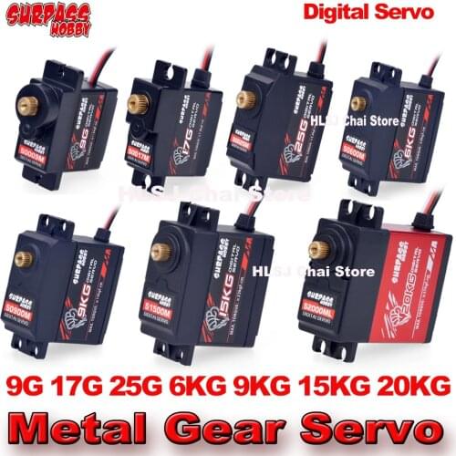 Surpass Hobby 9G 17G 25G 6KG 9KG 15KG 20kg Digital Servos Metal Gear Servo for 1/8 1/10 RC Car Boat Tools Parts Duct Robot Plane