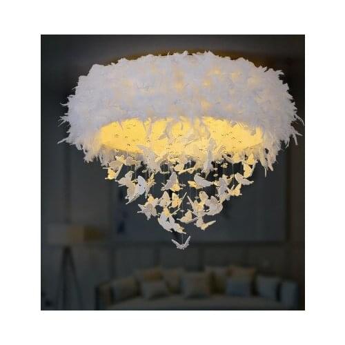 Wedding decoration Led Ceiling Lighting Modern White Butterfly Feather Ceiling Lamp Art Deco Wedding Lustare For Hotel fixtures