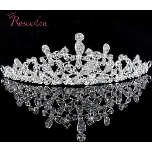 Korean Style Rhinestone Flowers Crystal Tiara Bridal Hair Accessories Pageant Wedding Hair Accessories Free Shipping RE73