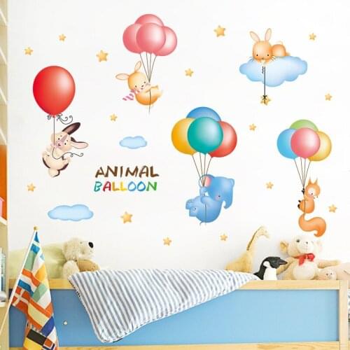 Animal balloon cartoon wall sticker Kindergarten room bedroom living room decoration decal for kids rooms Mural wallpaper decor