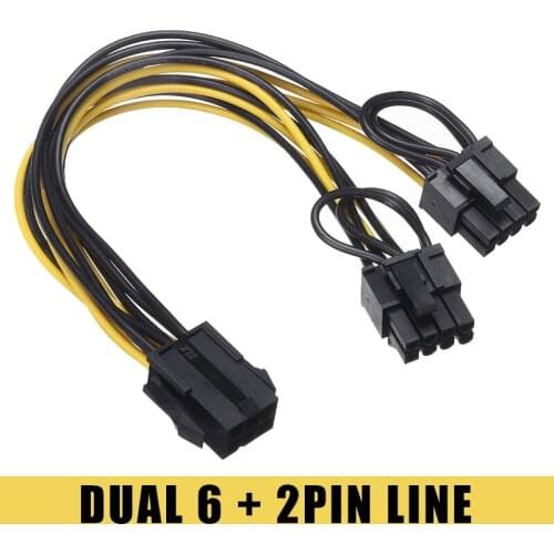 High Quality 6-Pin to Dual 8-Pin Graphics Card PCI Express Power Extension Cable Adapter For PC Computer