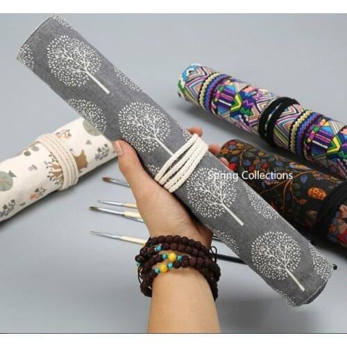 Durable Canvas Painting Oil Brush For Artist Draw Pen School Arts Supplies Storage Bags Roll Up Paint Brush Bag