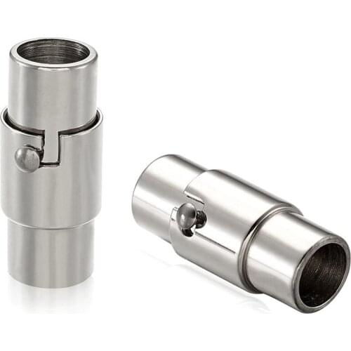 10pcs/set Smooth 304 Stainless Steel Magnetic Screw Clasps for Jewelry Making Stainless Steel Color, 18x7.5mm, Hole: 5mm