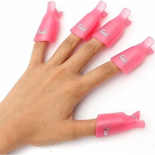 10pcs Plastic Nail Art Soak Off Cap Clip Nail Clips UV Gel Polish Remover Wraps Cleaner Nail Degreaser Effects for Nails Tools