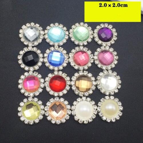 100pcs 20mm pearl rhinestone button flatback for flower center embellishment for decoration