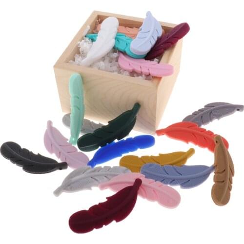 100PCS Silicone Beads Feather Teether Bead Baby Silicone Nursing DIY Necklace Pendant Chewing Beads BPA Free Baby Toys Gifts
