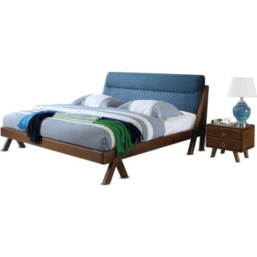 1128H301D Modern Fashion Ash solid wood king size soft bed-rest stable with Ranked skeleton bed frame