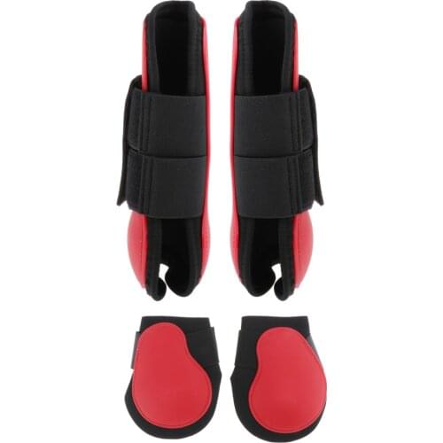 2 Pairs Adjustable Horse Leg Boots Hind Front Leg Protector Wraps Set