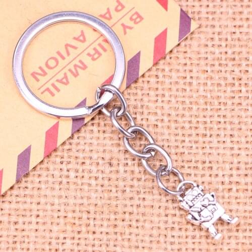 20pcs New Fashion Keychain 17x9mm mechanic robot Pendants DIY Men Jewelry Car Key Chain Ring Holder Souvenir For Gift